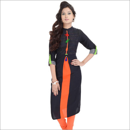 Black Block Print Kurti