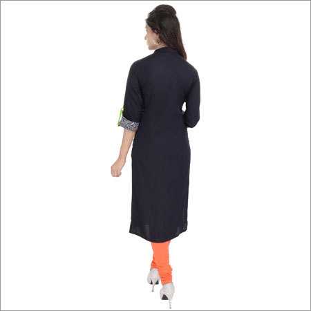 Black Block Print Kurti