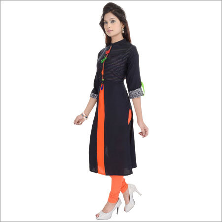 Black Block Print Kurti