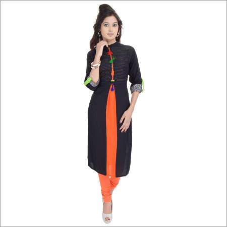 Black Block Print Kurti