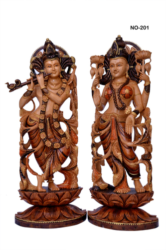 Wooden Radha Krishna
