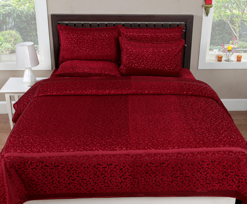 Premium Quality Red Color Duster Bed Sheet - Soft Cotton Blend | Shrink Resistant, Ideal for Cozy Bedrooms and Long-Lasting Use