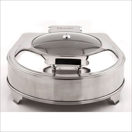 Round Chafing Dish - Stainless Steel, 07 Lts Capacity | Induction Heating, Hydraulic Lift Lid, Optional S.S. or China Ware Insert Pan