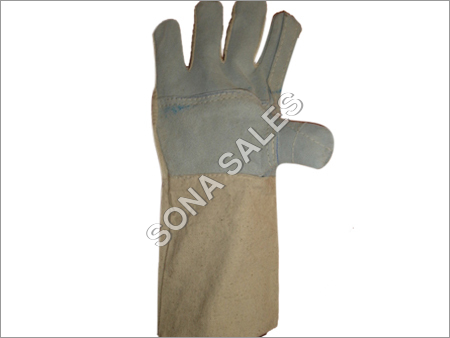 Hand Gloves - Cotton and Leather, 12 Inches, Beige | Chemical Resistant, Comfortable, Durable, Excellent Grip, Heat and Tear Resistant, Soft Texture