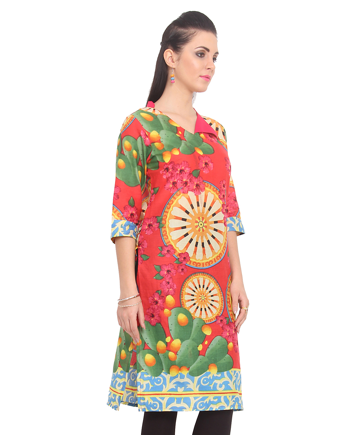 Buttoned Smart Fold On Neck Kurti
