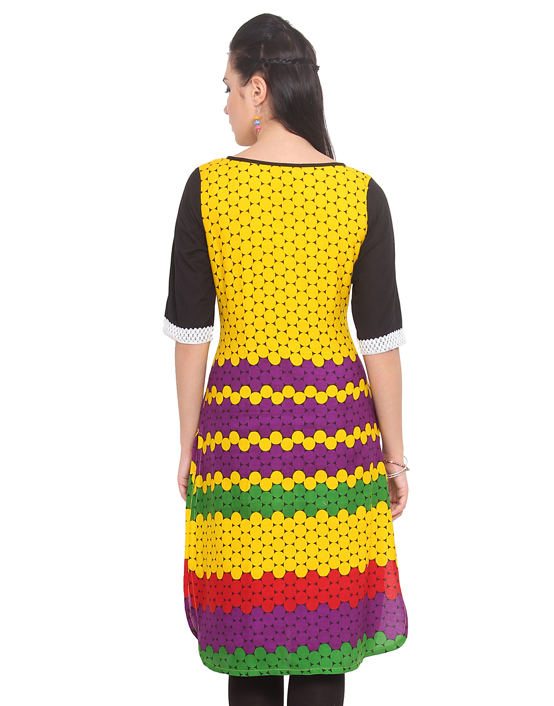 Chiffon Kurtis - Breathable, Elegant, And Versatile Yellow Fabric | Sizes S, M, L, Xl, Xxl, Half Sleeves, Round Neck, Printed, 41 Inches Length