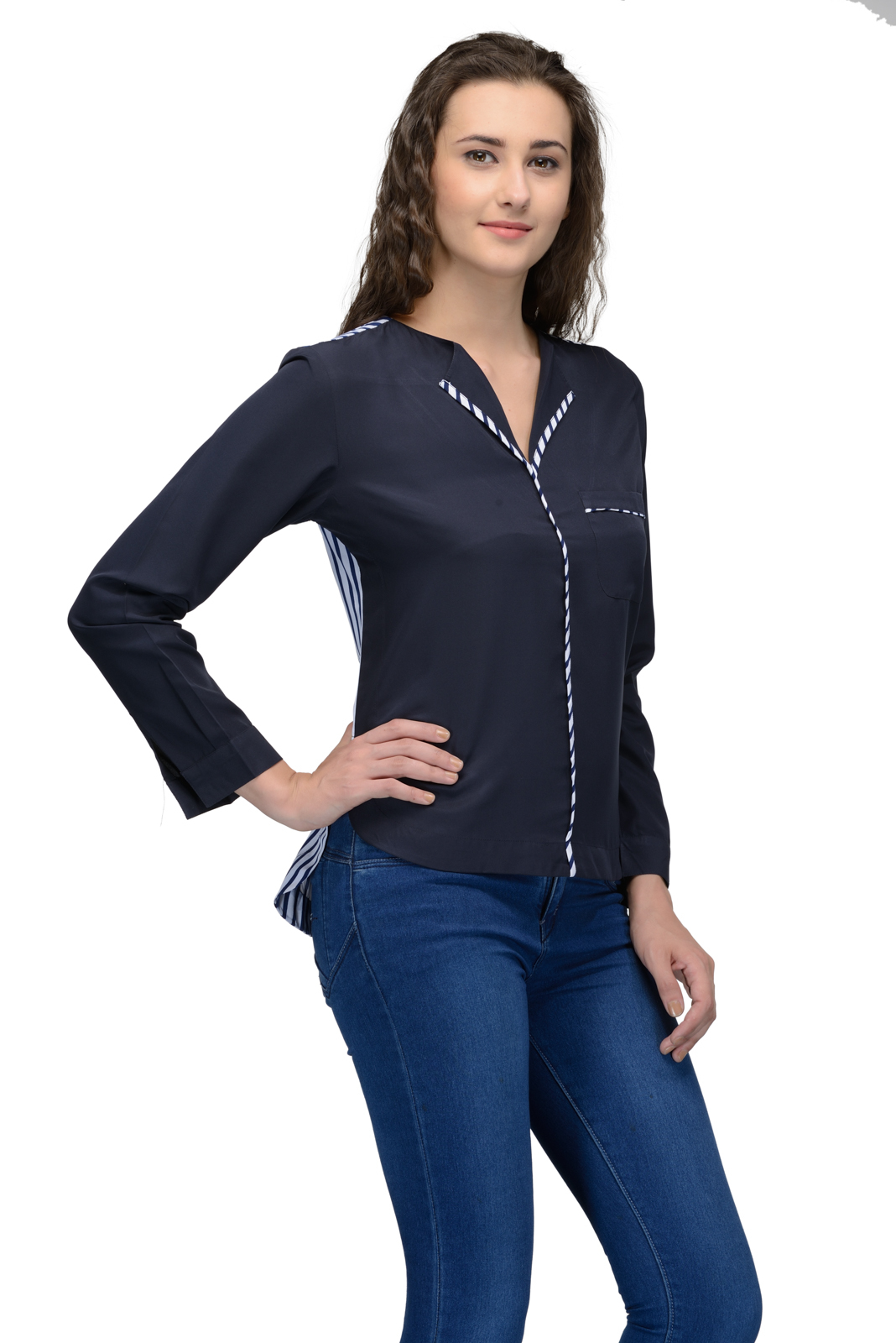 Tops - Cotton Blend, S-xl, Navy Blue | Button Down, Soft Fabric, Stylish Design, Comfortable Fit, Durable Material