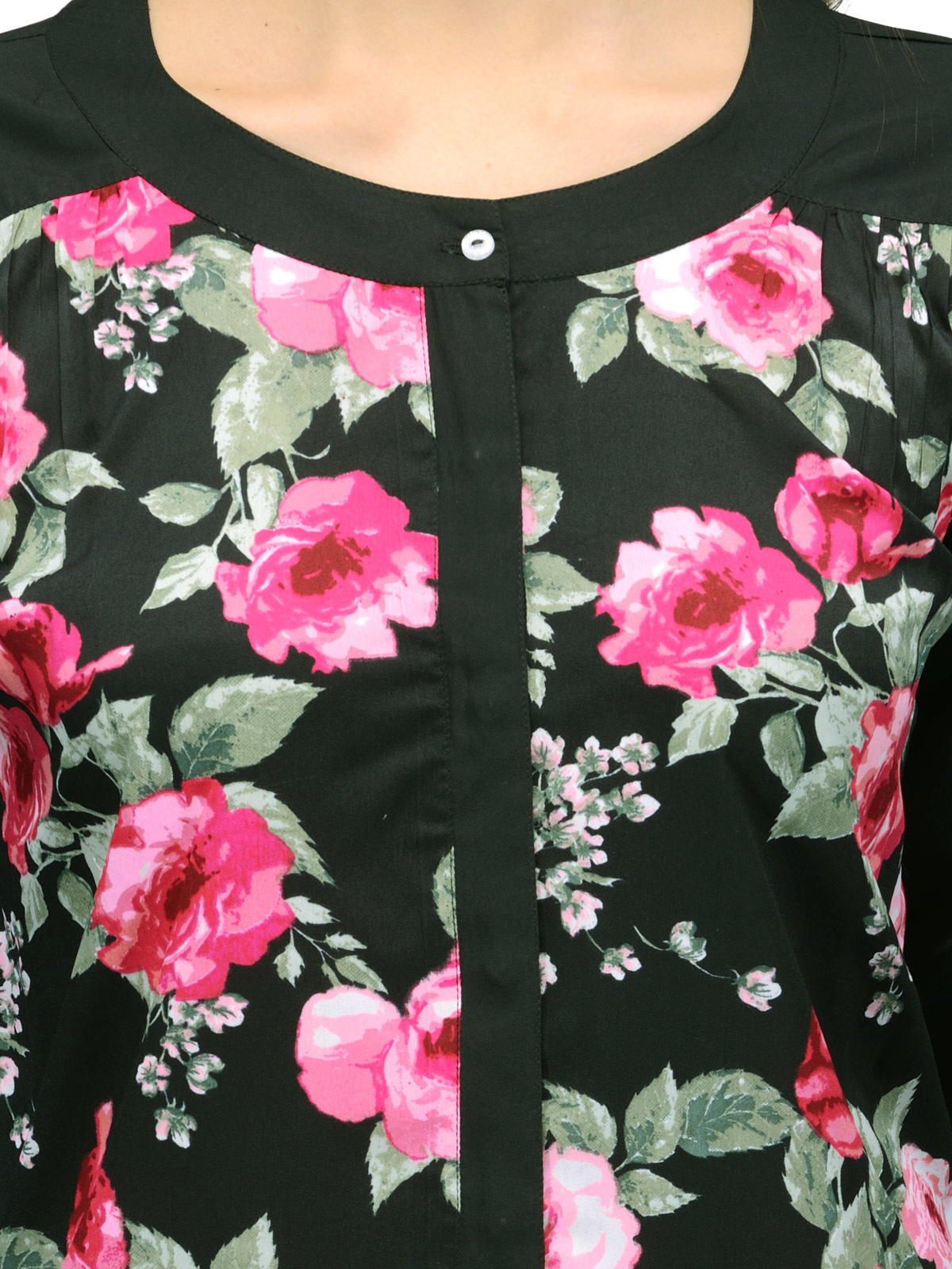 Tops - Cotton, S To Xl, Black | Soft Fabric, Floral Print, Stylish Design, Comfortable Fit, Three-quarter Sleeve