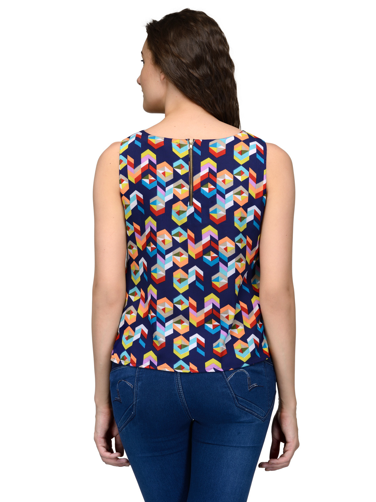 Tops - Cotton Blend, 20 Inches, Navy | Stylish Design, Soft Fabric, Comfortable Fit, Unique Pattern, Sleeveless