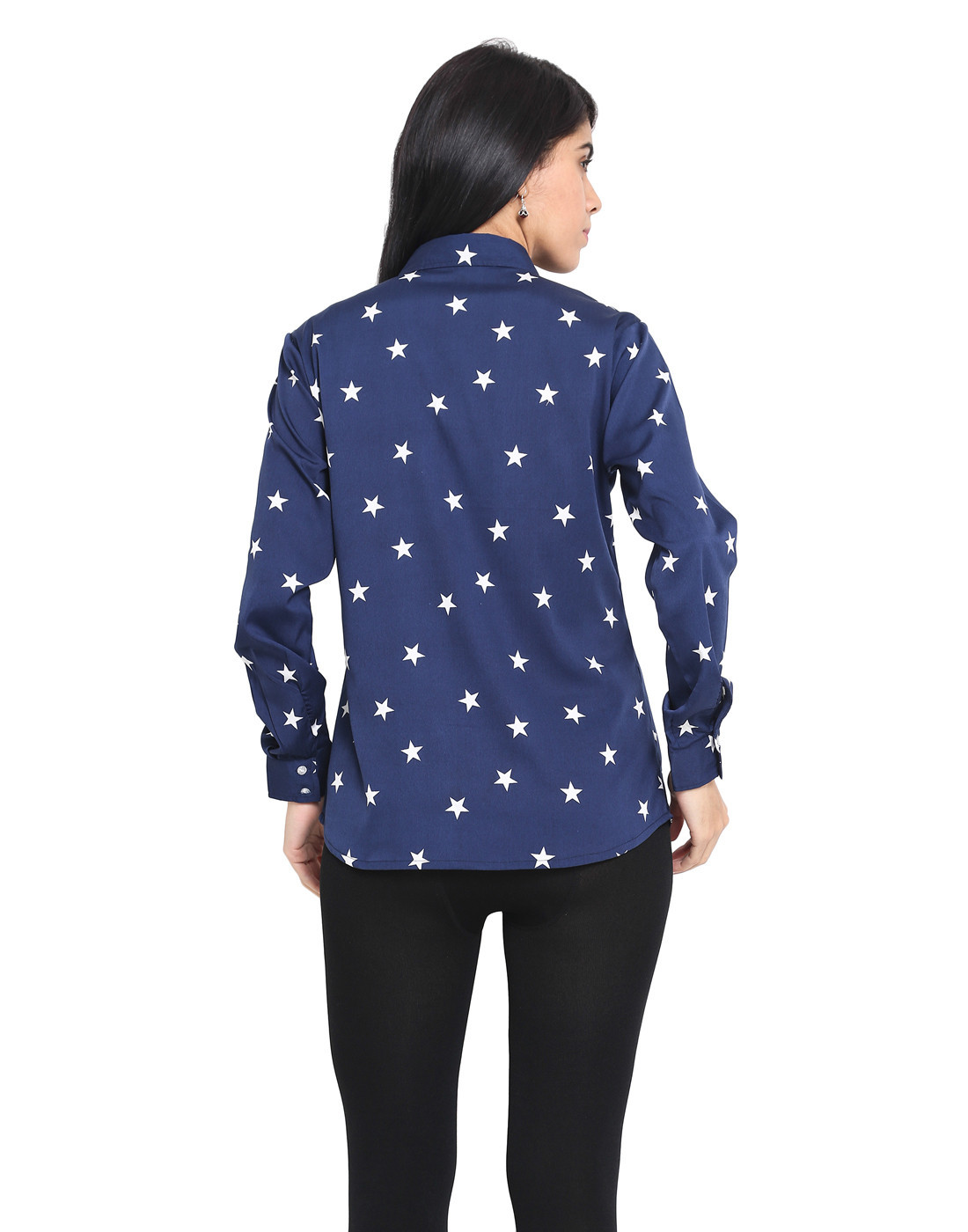Pocket Zipper Star Print Top