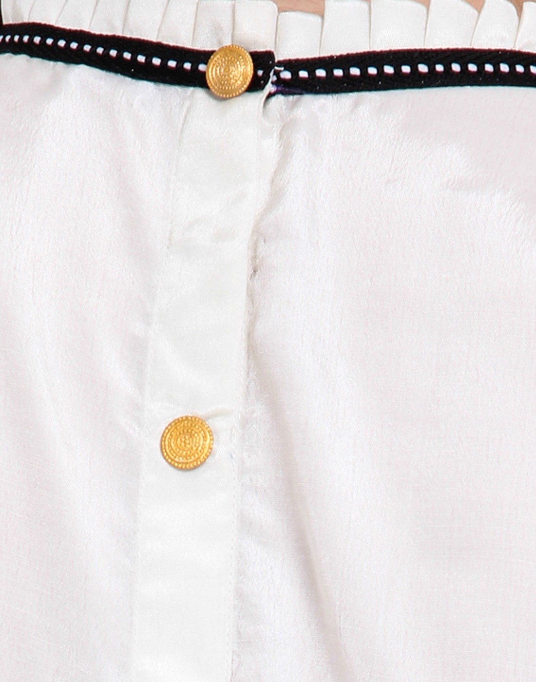 Ruffled Neck Back Button Top