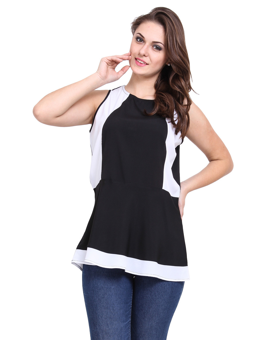 Flare Contrast Patch Top