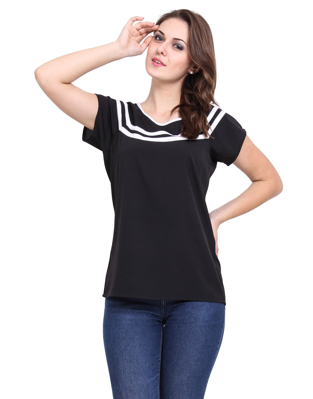Panelled Short Sleeve Top