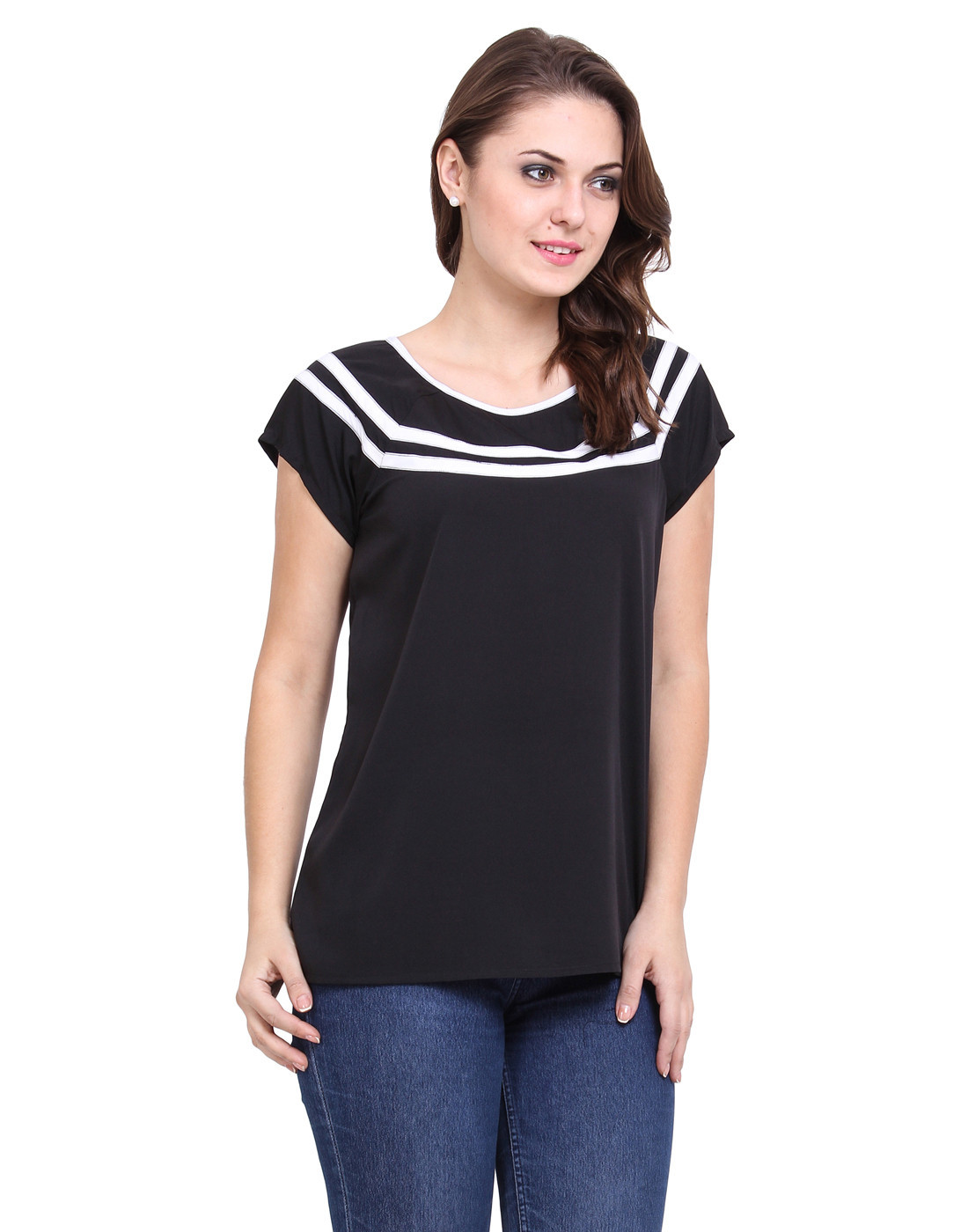 Panelled Short Sleeve Top