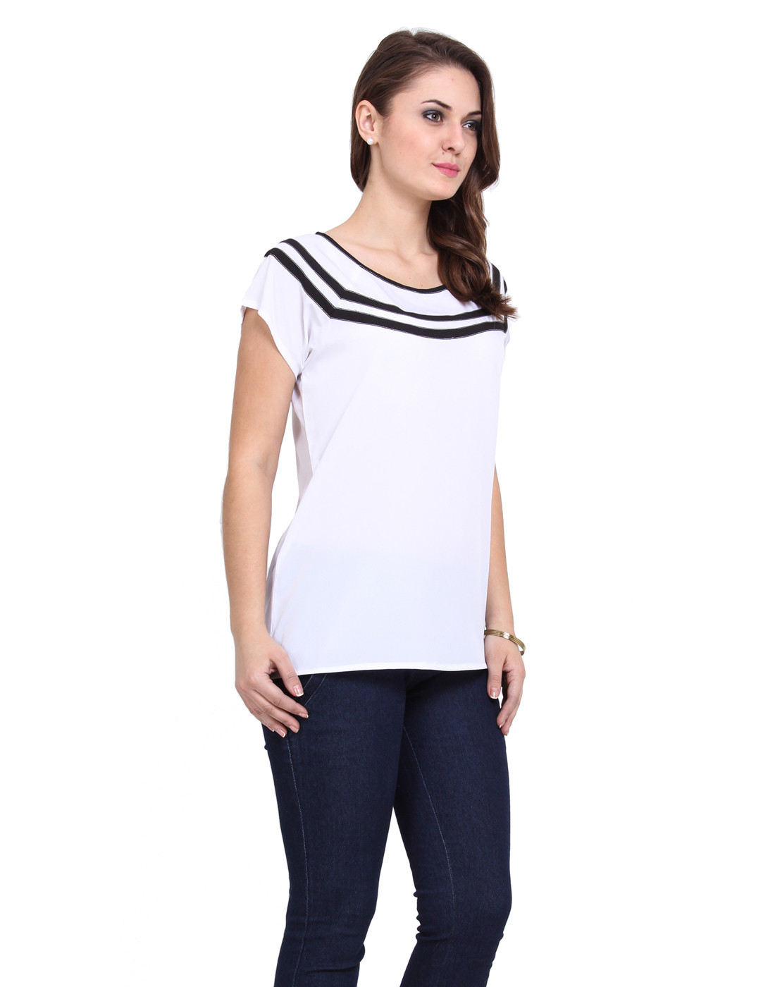 Panelled Short Sleeve Top