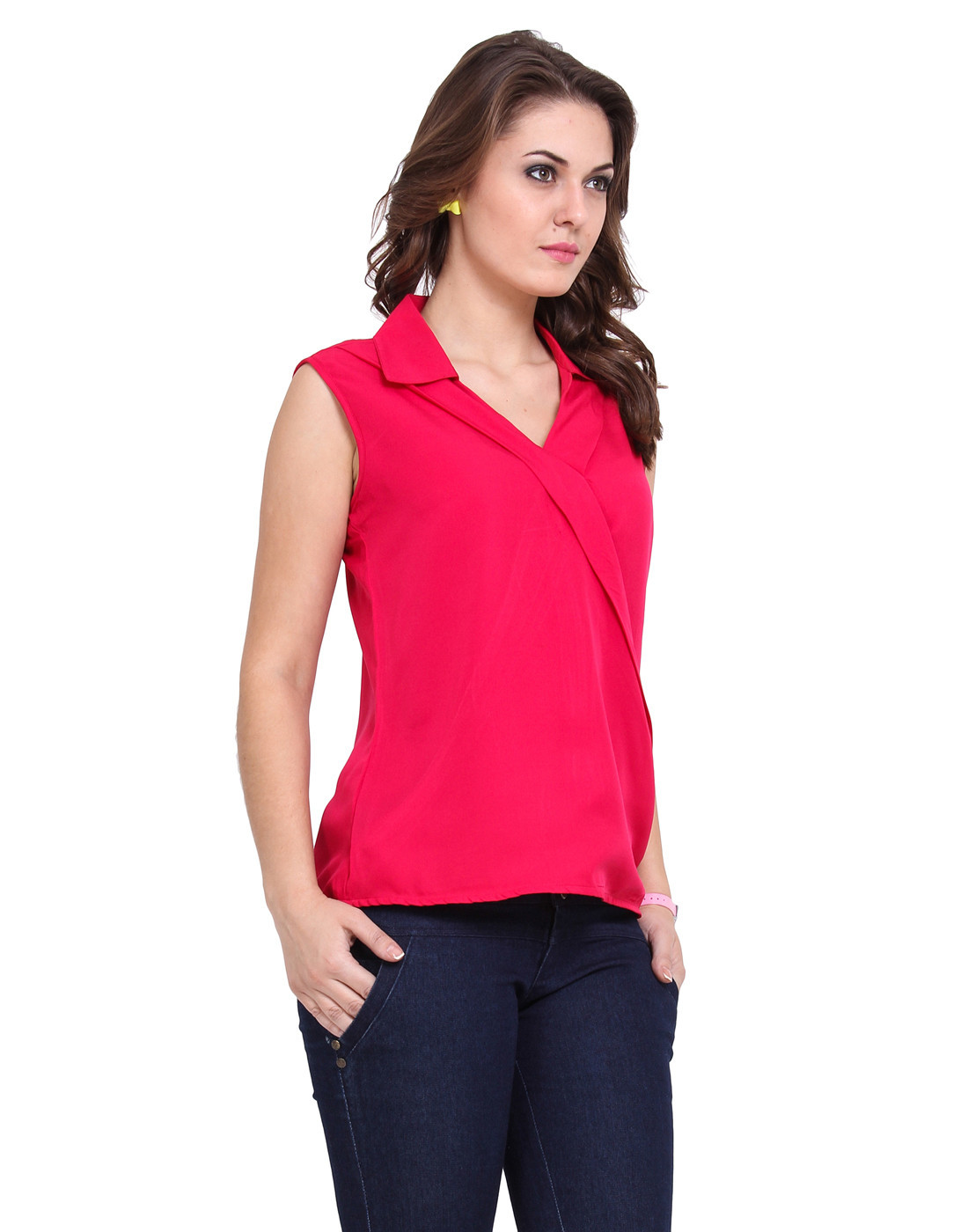 Sleeveless Drape Wrap Top