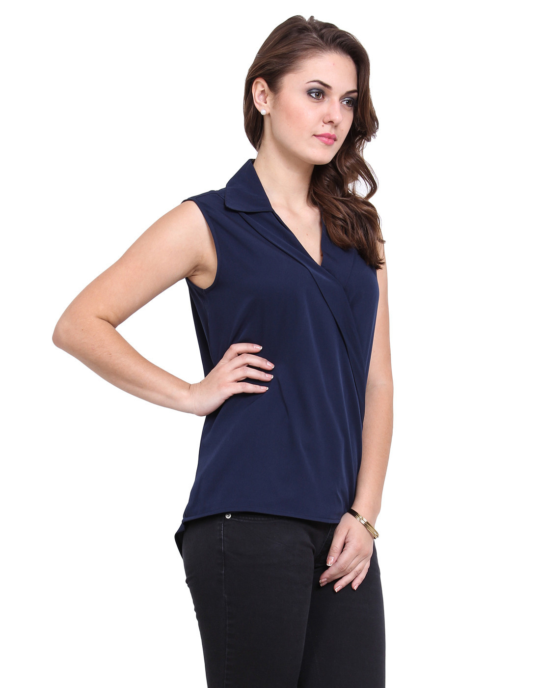 Sleeveless Drape Wrap Top