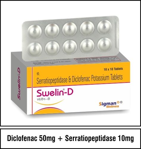 डिक्लोफेनाक पोटेशियम 50 + सेरासियोपेप्टिडेज़ 10 आवेदन: क्लिनिकल