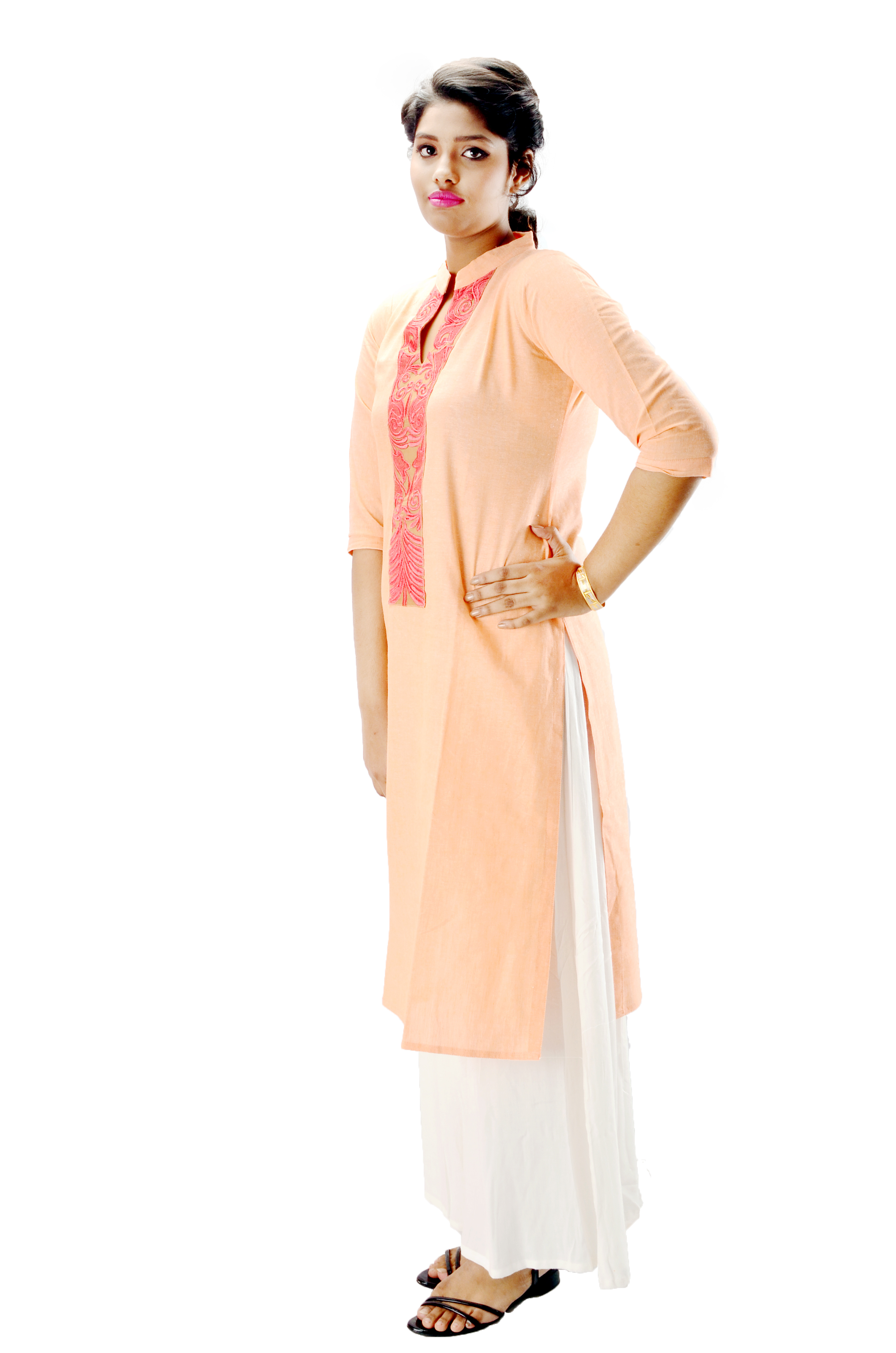 Plain Embroidered Kurti