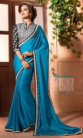 Fancy Border Plain Georgette Saree