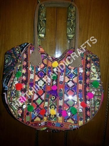 Multicolors Designer Banjara Bag - Cotton Fabric, 8-12 Inch , Zip Closure, Multicolor Embroidered Design, Shoulder Handle, Intra Pocket for Valuables
