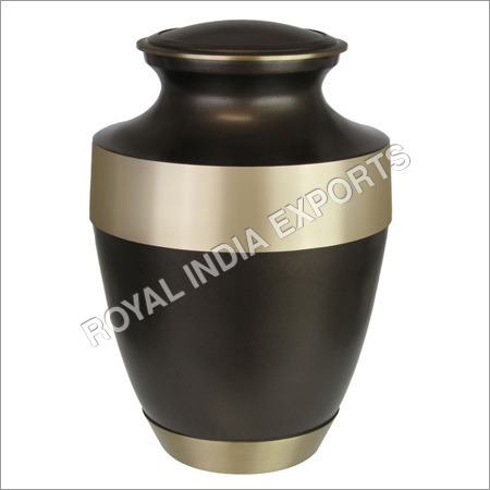 Adria Brown Cremation Urn With Gold Band - Size: Standard