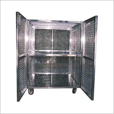स्टेनलेस स्टील के पिंजरे की ट्रॉली