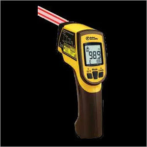 Infrared Dual Laser Thermometer - Plastic, Digital Display, Brown and Yellow | Type-K Probe, Emissivity Adjustable, Average and Difference Measurements