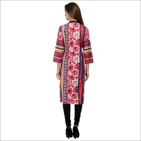 Crepe Pink Polyester Kurti