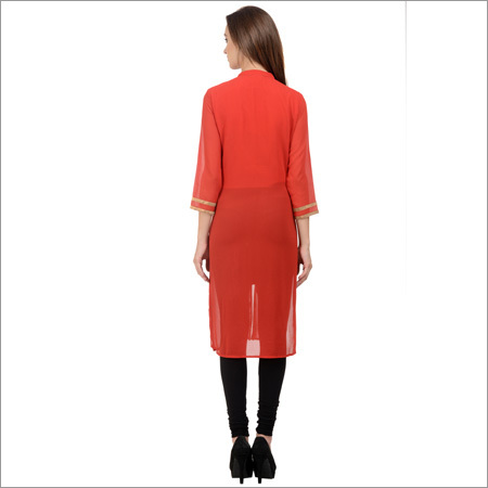 Jacket Style Embroidered Kurti With Zipper&lininga