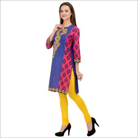 Cotton Multi Printed Kurti With Pocket