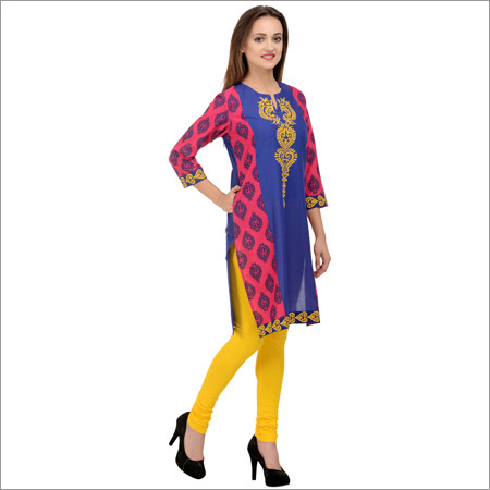 Cotton Multi Printed Kurti With Pocket
