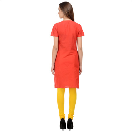 Red Cotton Embroidered Kurti