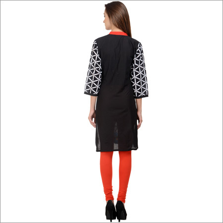Black Peacock Printed Kurti