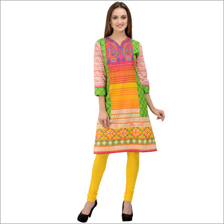 Multi Multicolored Cotton Kurti