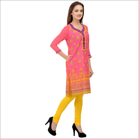 Printed Cotton Kurti With Side Pocket