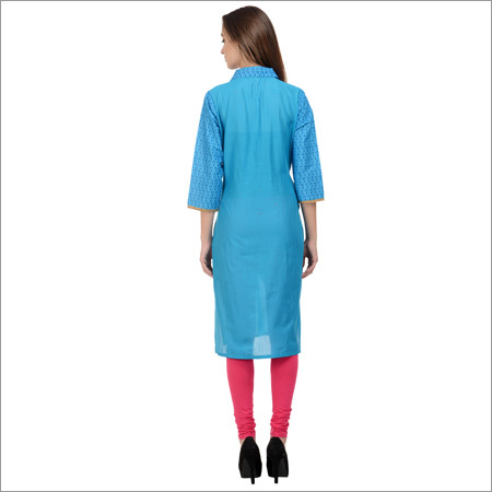Blue Straight Cotton Kurta