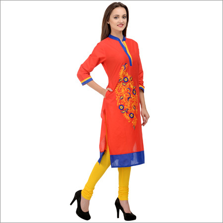 Red Embroidered Kurti