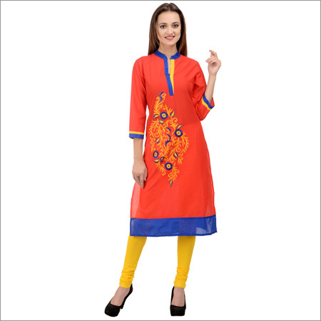 Red Embroidered Kurti