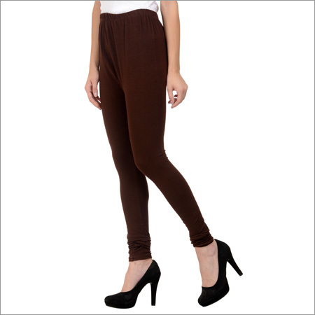 Brown Cotton Lycra Leggings-brown
