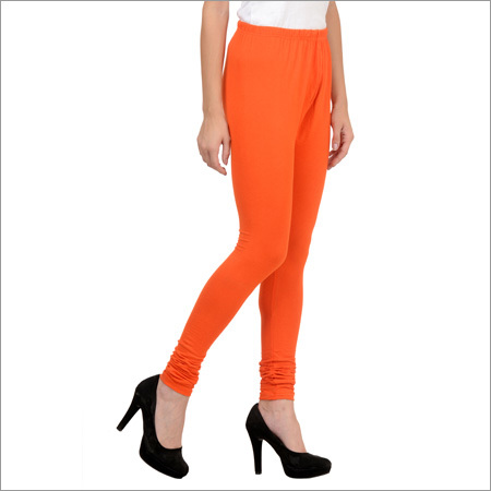 Orange Cotton Lycra Leggings