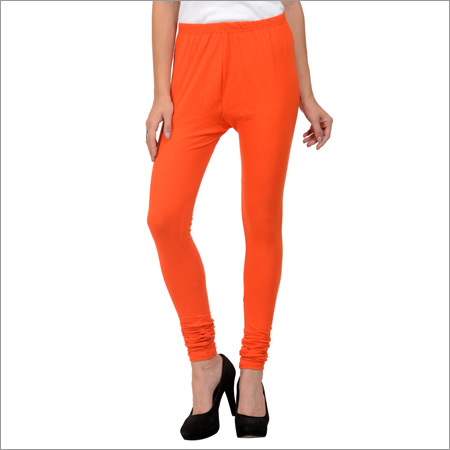 Orange Cotton Lycra Leggings