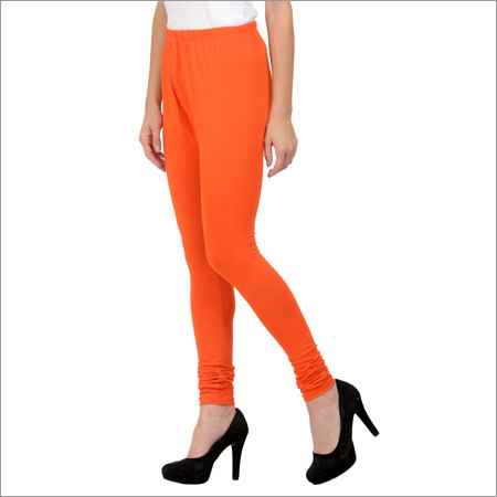 Orange Cotton Lycra Leggings