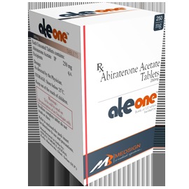 अधिकतम 250 मिलीग्राम की खुराक में एबिराटेरोन एसेटेट की टेबलेट।
