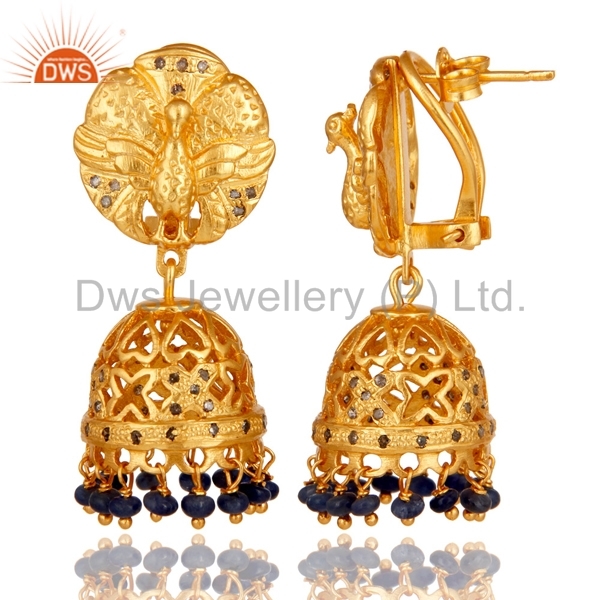 Round Brilliant Cut Silver Gold Plated Diamond Earring Jewelry