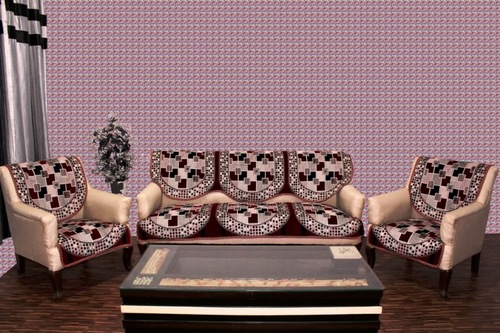Chenille Sofa Cover Destiny - Maroon Chenille Fabric, Single Seater 69x59cm & 3 Seater 69x177cm | Plain Style, Machine Made, Mesmerizing Printed Patterns