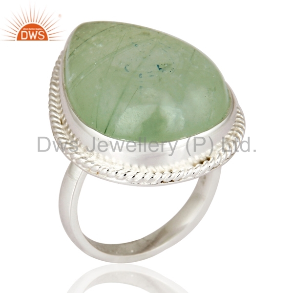 Sterling Silver Prehnite Gemstone Ring Gender: Women