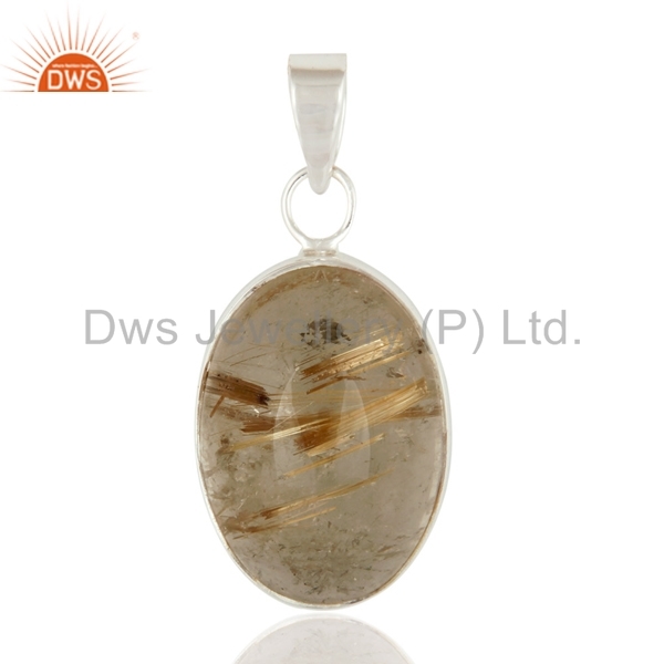 Rutilated Quartz Sterling Silver Pendant - 1.129 X 0.658 Inches | Elegant Design For Women, Perfect For Anniversaries And Weddings