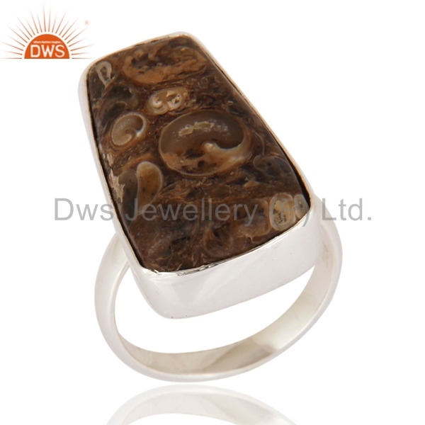 Sterling Silver Turritella Agate Ring - 925 Sterling Silver, Us Size 4 To 10 | Women's Gemstone Ring For Anniversary, Engagement, Gift, Party, Wedding