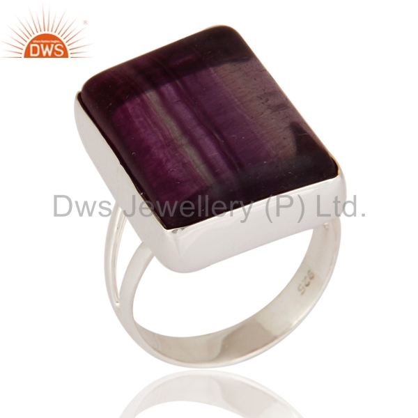 Rainbow Fluorite Sterling Silver Ring Gender: Women
